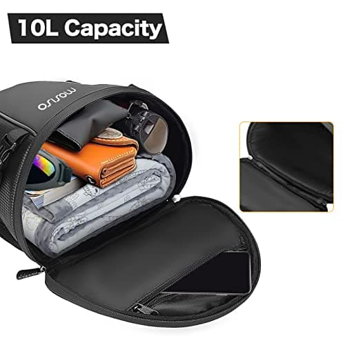 MOSISO Motorcycle Tail Bag Multifunctional Waterproof Saddle Bag, Black — view 2