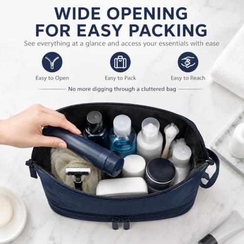 Large Toiletry Bag, Travel Wash Bag and Makeup Bag, Navy Blue — view 5