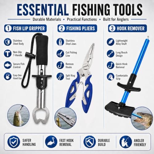 QKTYB Full Fishing Tackle Kit with Storage Bag, 111PCS Fishing Set with 107pcs Lures & Hooks, Mini Pliers, Hook Remover, Fish Lip Gripper, Shoulder Waist Handbag for Pike Perch — view 3