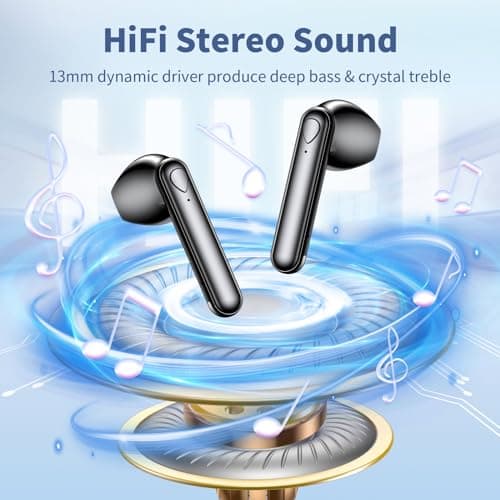 Jrwaro Wireless Earbuds Bluetooth Headphones V5.4, 48H Long Battery Life LED Power Display Ear Buds, IPX7 Waterproof HiFi Stereo Bass with Built-in Mic for Home Office Sports Earphones — view 2