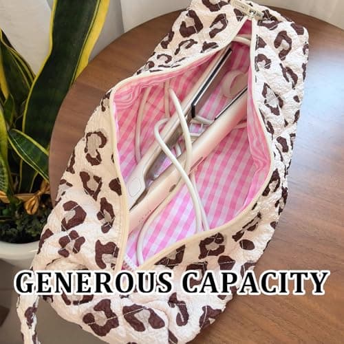 KASESSS Cream Leopard Print Portable Hair Dryer Bag Travel Storage Bags Fits for Most Hairdryers Curling Irons, Straightener, Lightweight Hair Tools Travel Bag, Hairdryer Case Protection Organizer — view 4