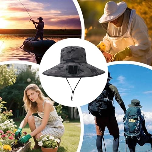 FanBucket Automatic Solar Motor, Wide Edge Ventilation Helmet, Thermal Relief Airflow , Breathable Polyester Mesh Layer | Travel Topper, Perfect for Tourists and Commuters — view 4
