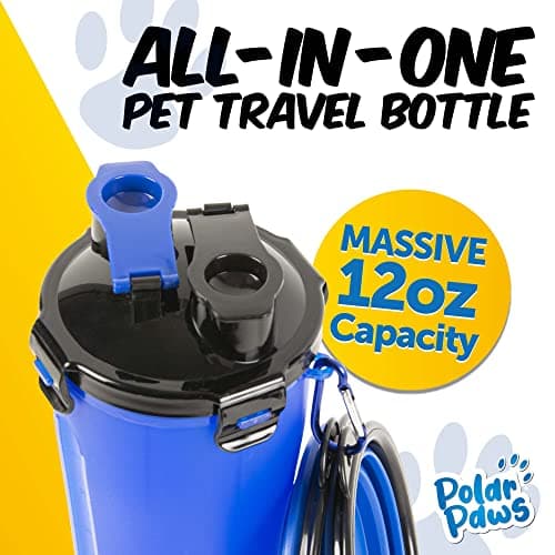 PawPride 2-in-1 Dog Water Bottle & Food Container, Leakproof Pet Travel Bottle with 2 Collapsible Bowls, Portable Dog Water Dispenser for Walking, Hiking, Camping & Travel - 2 Compartments — view 2