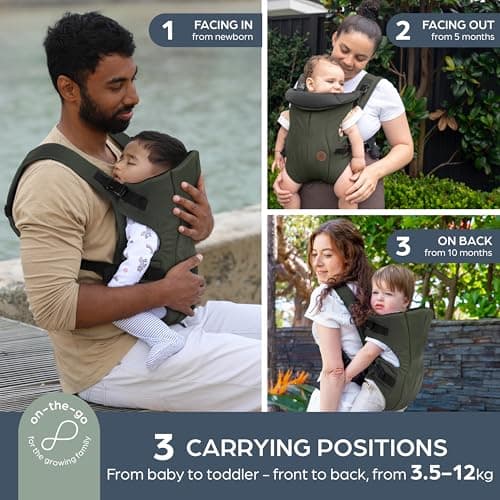 Dreambaby Traveller 3-in-1 Baby Carrier - Hip Friendly Wider Base Design – Use Facing in, Facing Out, or Backpack Style - Lightweight, Breathable Infant Support — view 2