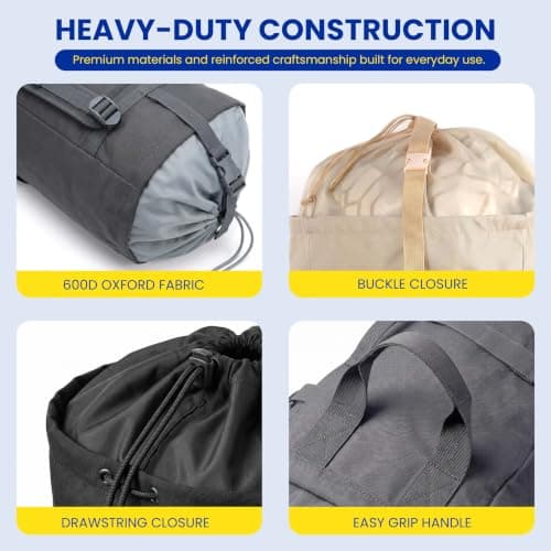 THRYZZLE Backpack Laundry Bag - 115L Large Heavy Duty College Laundry Bag, Dirty Clothes Carrier with Shoulder Straps, Laundry Hamper with Drawstring Closure for College Dorms, and Apartments (Beige) — view 2