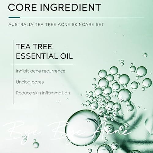 Tea Tree Skin Care Set for Teens - Daily Facial Skincare Kit with Cleanser Toner Serum Cream & Gel, Oil Control, Visible Pore Care & Hydrating Routine, Self Care Gifts for Teen Girls Boys Women Men — view 3