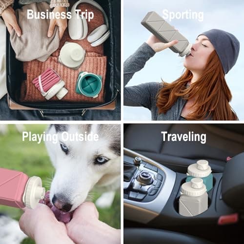 BEAUTAIL Collapsible Water Bottle 610 mL, Silicone Travel Water Bottle — view 6