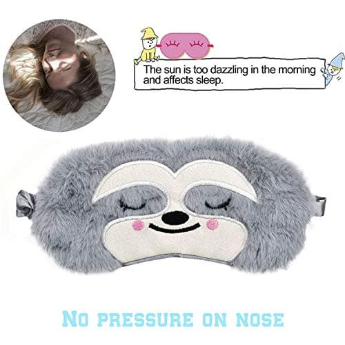 Eye Mask for Sleeping, Ulife Mall Cute Sloth Funny Animal Soft Fluffy Plush Sleep Mask Novelty Blindfold Breathable Silk Eye Cover for Women Men Girls Night Nap Travel Meditation - Sloth — view 4