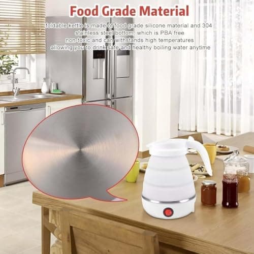 Collapsible Travel Kettle To Take On Holiday | Foldable Camping Kettle, Fast Boiling, Silicone Material | Compact Mini for Backpacking, Hotels, & Outdoors (White) — view 3