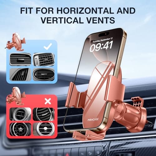 miracase 2nd Generation Car Phone Holder, Air Vent Phone Holder for Cars 360° Rotation, Universal Mobile Phone Mount Automobile Cradles for Vent Van iPhone 17 16 15 14 Pro Max 13 12 11 Samsung — view 5