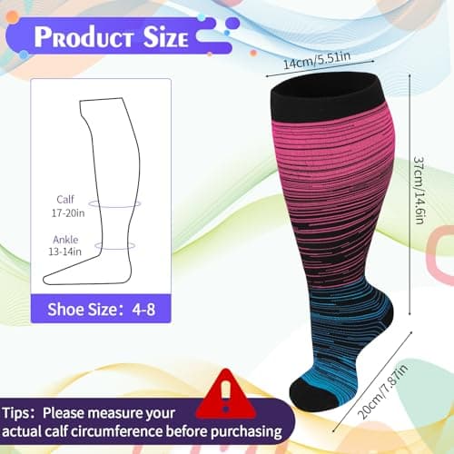 Zuimei 3 Pair 15-20 mmHg Plus Size Compression Socks for Women Men — view 2