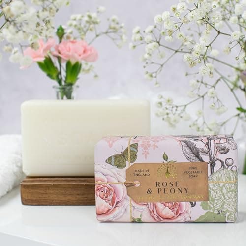 The English Soap Company Anniversary Rose and Peony Soap - Luxury Shea Butter Bar - Floral Rose and Raspberry Scent, Vegan Friendly, Plastic-Free Recyclable Packaging, Made in England - 190g — view 4