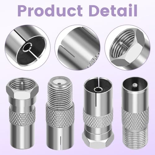 LUCKNIGHT 8 Pack F Type to Coax Adapter Kit, Coaxial Cable Connectors — view 6