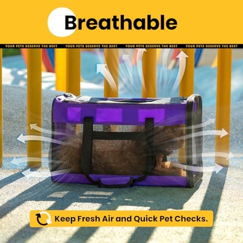 Conlun Dog Carrier Bag,Soft-Sided Pet Carriers for Dogs with 4-Sided Mesh, Cat Transport for Large Cats Small Dog Up to 9Kg,Collapsible Dat Travel Carrier-L,Purple — view 5