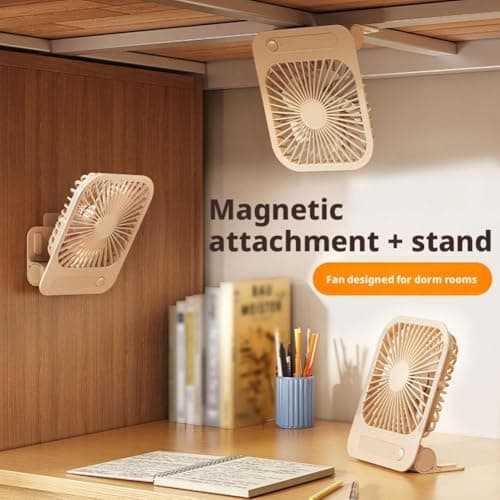 Cruise Ship Approved Magnetic Fan, Portable Rechargeable USB-C Travel Fan with Space-Saving Design, 4-Speed Adjustable & Ultra Quiet, Desk Fans 2026 Cruises (Gray) — view 6