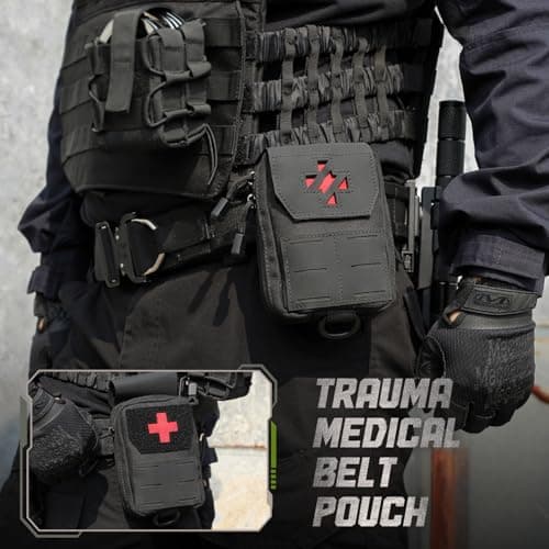WYNEX Molle IFAK First Aid Pouch, Tactical Medical Trauma Pouch MED EMT Belt Pouch Small Portable Utility Emergency Survival Pack with Immediate Identify Cross for Belt Vest — view 2