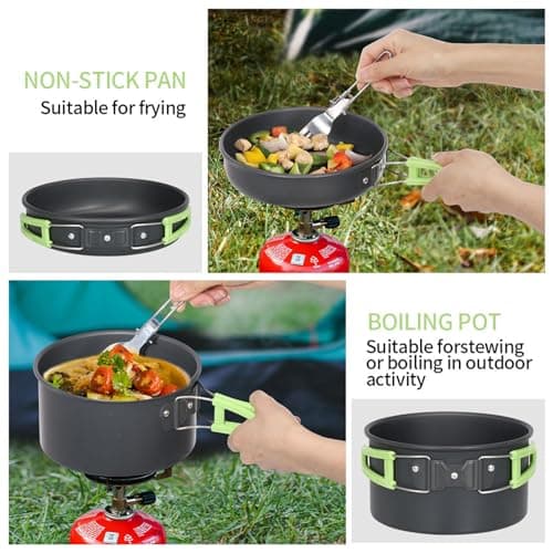Lixada Camping Cookware Kit, Portable 2-3 People Camping Cooking Set Lightweight Non-Stick Camping Pot and Pan Set with Cups Spoon Fork Cutter for Outdoor Travel Camping Hiking Picnic BBQ — view 6