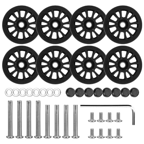 Zoofen 8 Pcs Luggage Replacement Wheels 50 x 11mm Double Luggage Wheels Rubber Suitcase Replacement Casters(Black)