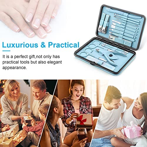 Manicure Set Professional Pedicure Kit Nail Clippers Kit 18 Pcs,Blue — view 4