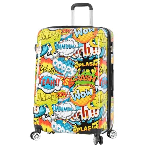 Large Size Suitcase Comic Print Hard Shell Four Wheel Expandable Luggage