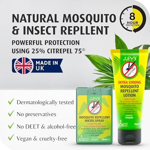 THEYE Mosquito Repellent Spray + Cream Travel Size Pack - Natural Insect Repellent Spray & Cream with No Deet, Preservatives or Other Chemicals, for Kids & Sensitive Skin (75ml Lotion + 18ml Spray) — view 2