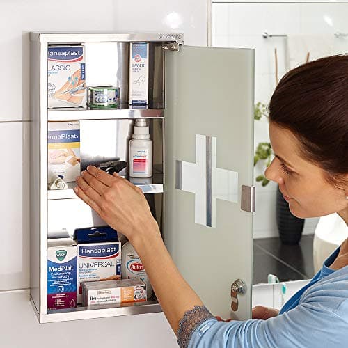 Deuba® Lockable Medicine Cabinet Wall Mounted First Aid Kit Storage — view 2