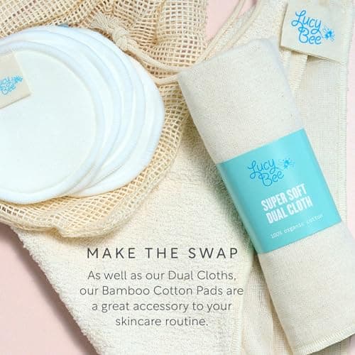 Lucy Bee Eco-Friendly Bamboo & Cotton Reusable Face Pads, 5-Pack with Wash Bag - Soft, Sustainable Makeup Remover Alternative — view 5