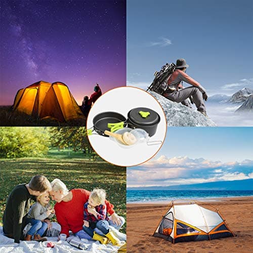 Ballery Camping Cookware, Portable Cooking Backpacking Kit, 8 Pcs Pot Pan Set with Mesh Bag for Outdoor Camping Hiking Picnic — view 3