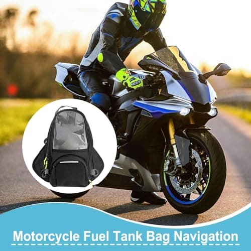 Motorcycle Tank Bag - Motorbike Bag with Bigger Window, Waterproof Magnetic Storage with Clear Pocket | Motorcycle Traveling Accessory for Phone Navigation GPS Travel Riding Gearss — view 3
