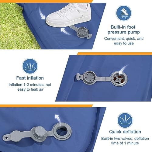 HiiPeak Sleeping Pad - Ultralight Inflatable Sleeping Mat with Built-in Foot Pump & Pillow, Compact Waterproof Camping Air Mattress for Camping, Backpacking, Hiking, Tent Trap Traveling (Navy Blue) — view 5