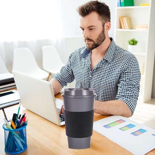 Yisituo Plastic Coffee Cups with Lids, 12 Pack 480ml Reusable Tumblers for Adults, for Hot & Cold Drinks, Microwaveable Travel Mugs (12, Vivid) — view 6