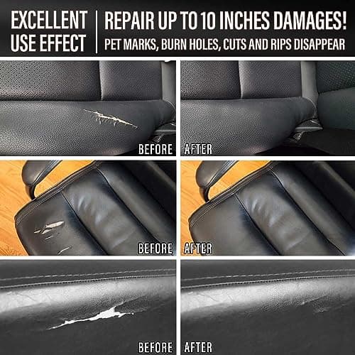 Black Leather and Vinyl Repair Kit - Restorer of Your Furniture, Car Seats, Sofa, Jacket, Purse, Belt, Shoes | Genuine, Italian, Bonded, Bicast, Pu Leather |No Heat Required | Repair & Resto (Black-1) — view 4