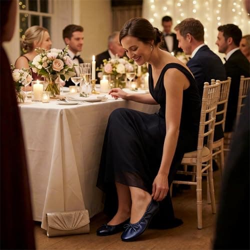 Women's Foldable Flats – Portable Ballet Slippers Shoes for Travel, Wedding – Fits in Purse (XXL, Navy Blue) — view 3