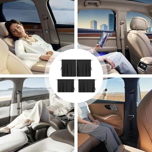 Car Window Curtains - 3 Piece Sunshade Screen Set, Light Blocking Privacy Shades | UV Protection Window Cover Panels, Automobile Interior Accessory Camping Travel Sleep Shade Kit — view 4