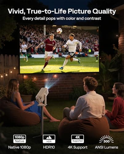 Aurzen BOOM Air Portable Projector with Google TV, USB-C Power, Off-White — view 6
