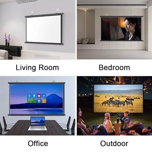 QTWLG 30" 40" 50" 60" 72" Projector Screen HD 4K Manual Pull Down Projection Screen For Home Theater Indoor Outdoor Camping Movie Screen, 4:3 16:9 Format, Anti-Crease(50 Inch (4:3)) — view 2