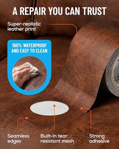 MATCH 'N PATCH Leather Repair Tape - Brown (4.5 m x 5.7 cm roll) Self Adhesive Leather Patch with Printed Leather Pattern for Sofas, Chairs & Vinyl - Fix Rips & Scratches, Crafts & DIY — view 6