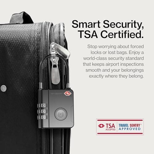 KeySmart SmartLock Tracking Luggage Locks TSA Approved-Compatible with Apple Find My App, Bluetooth GPS Tracker, Replaceable Non-Rechargeable Battery, Lock Your Suitcases and Keep Track of It (1 Pack) — view 6