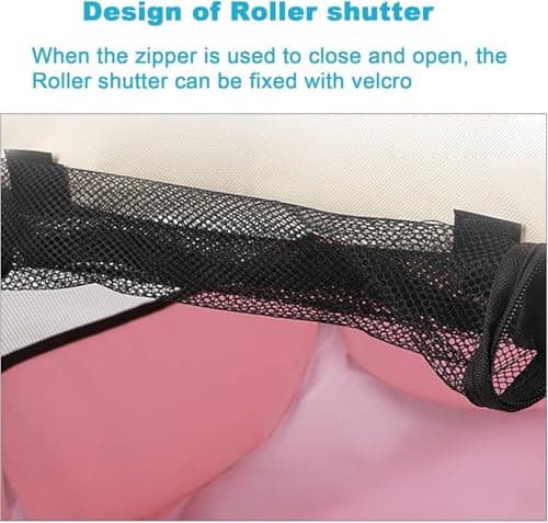 JupiterJX Pet Foldable Playpen Dog Cat Puppy Pen For Indoor Play Pen Crate, Breathable Mesh Carrier Kennel Soft Cage Tent For Extra Large Dogs Travel Puppies Playpens (Pink, 91x91x58 cm,XL) — view 4