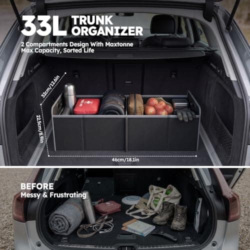 Maxtonne 33L Boot Organiser, 2-Compartment, Collapsible, 600D, with Straps — view 2