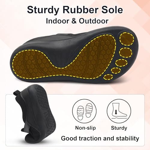 Barefoot Walking Shoes for Women Wide Toe Box Casual Trainers Adjustable Strap Breathable Women's Diabetic Shoes Black 8 UK — view 6