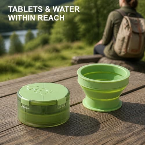 Pill Organiser with Tablet Cutter 4 Compartment Travel Pillbox Silicone Cup — view 6