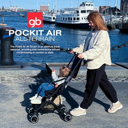 gb Pockit Air All Terrain Ultra Compact Lightweight Travel Stroller with Breathable Fabric in Night Blue, 28x17.5x39.8 Inch (Pack of 1) — view 2
