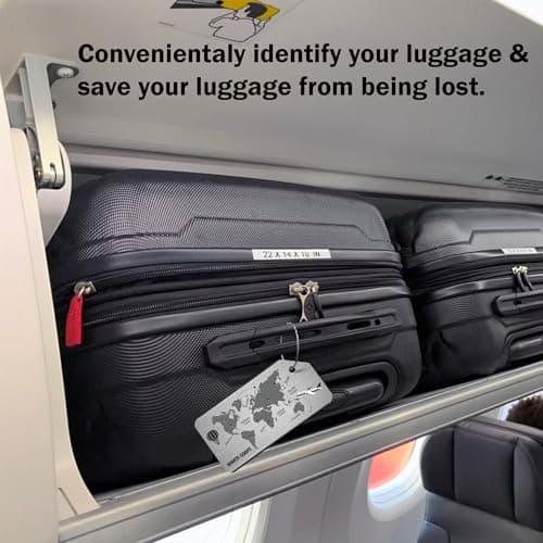 NAHATA Luggage Tags 2 PCS | Suitcase Tags | Brushed Aluminum Alloy Luggage Tags for Suitcases | Luggage Labels for Suitcases | Suitcase Identifier—Bag Tags | Travel Tags for Luggage (World Map Pack-2) — view 3