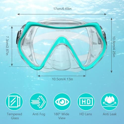AOOSA Snorkel Mask, Men Women Tempered Glass Diving Mask — view 2