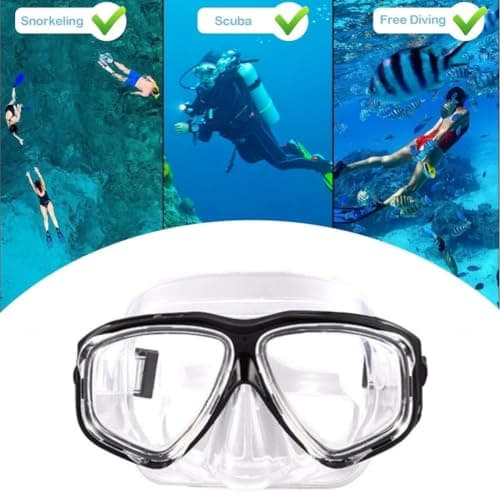 WOWDECOR Scuba Diving Mask Snorkel Mask, Panoramic View Anti-Fog Dive Mask Swim Goggles Snorkeling Gear for Adults Kids with Nose Cover (Black, minus 5.0) — view 2