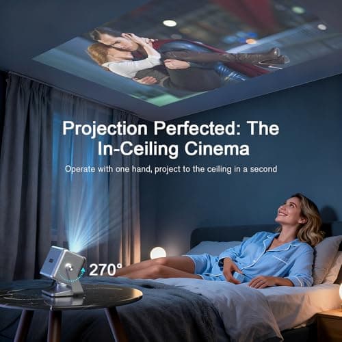 【Officially-Licensed APP & Auto Focus & Keystone】Mini Smart 4K Projector, VOPLLS 1000 ANSI Full HD 1080P WiFi 6 Bluetooth Portable Projector, Movie Projectors for Bedroom/Outdoor/Phone — view 5