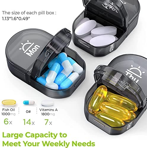 AUVON AM/PM Pill Organiser with a Zipper Canvas Bag for Dual Protection — view 3