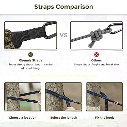 Glymnis Camping Hammock for 2 Person, Ultralight 210T Nylon Outdoor Hammock — view 5