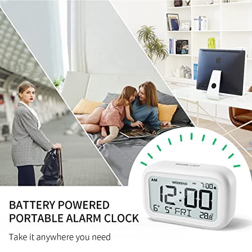 Digital Bedside Alarm Clock,Battery Powered,2 Level Volume,Snooze,Weekend — view 6
